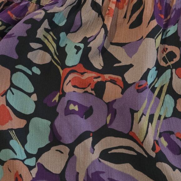 Lauren Ralph Lauren Georgette Dark Floral Print Flowy Tiered Maxi Skirt -Size 10 - Picture 5 of 8